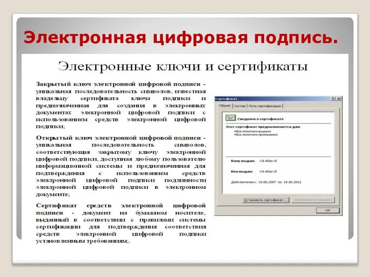 Электронная цифровая подпись.