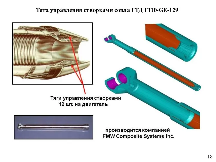 18 Тяга управления створками сопла ГТД F110-GE-129