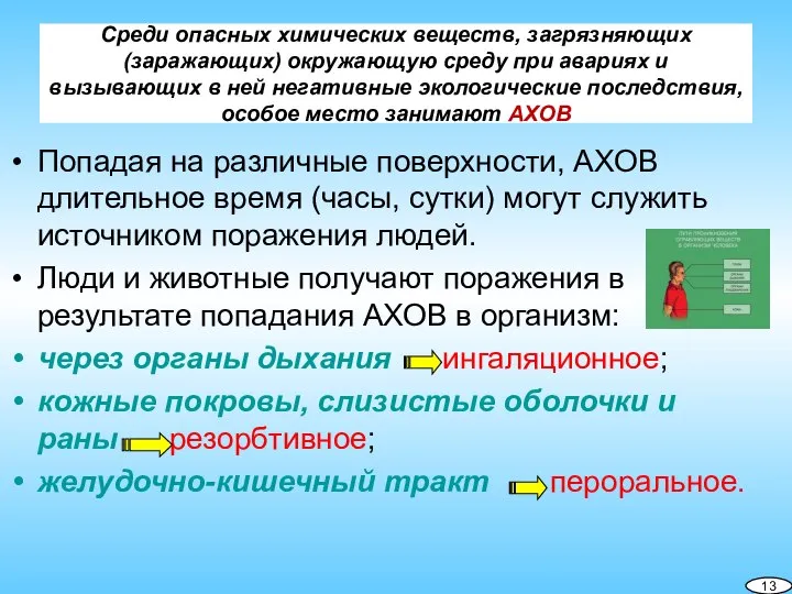 Среди опасных химических веществ, загрязняющих (заражающих) окружающую среду при авариях и вызывающих