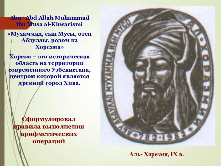 Abu ‘ Abd Allah Muhammad ibn Musa al-Khwarismi «Мухаммад, сын Мусы, отец