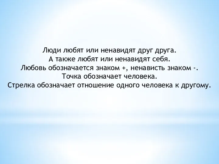 Люди любят или ненавидят друг друга. А также любят или ненавидят себя.