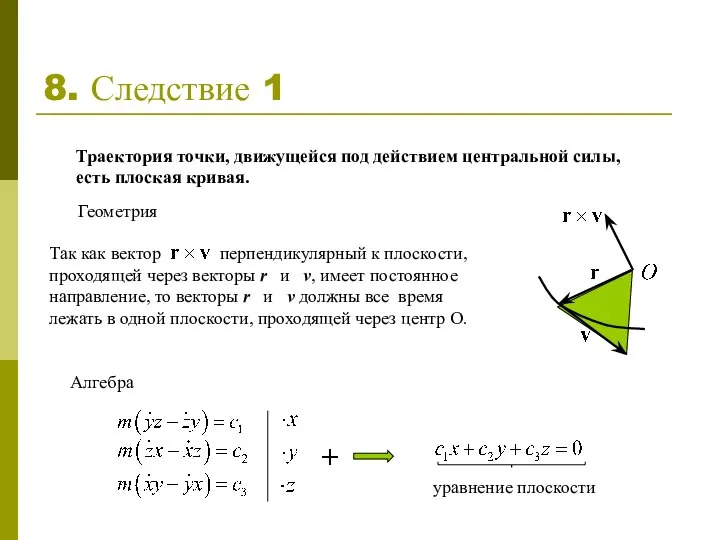 Так как вектор перпендикулярный к плоскости, проходящей через векторы r и v,