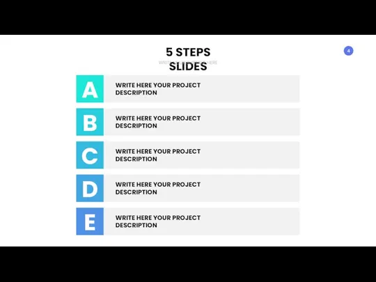 5 STEPS SLIDES WRITE YOUR SUBTITLE HERE A B C D E