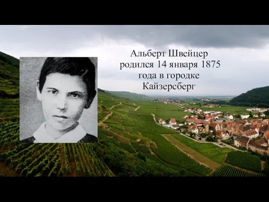 Альберт Швейцер родился 14 января 1875 года в городке Кайзерсберг