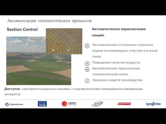 Автоматизация технологических процессов Section Control Автоматическое отключение отдельных рядков на клиновидных участках