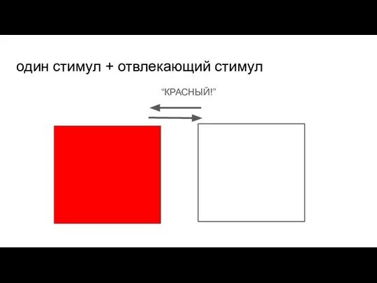 один стимул + отвлекающий стимул “КРАСНЫЙ!”