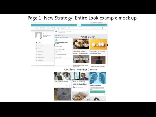 Page 1 -New Strategy: Entire Look example mock up What’s New Additional Member Content