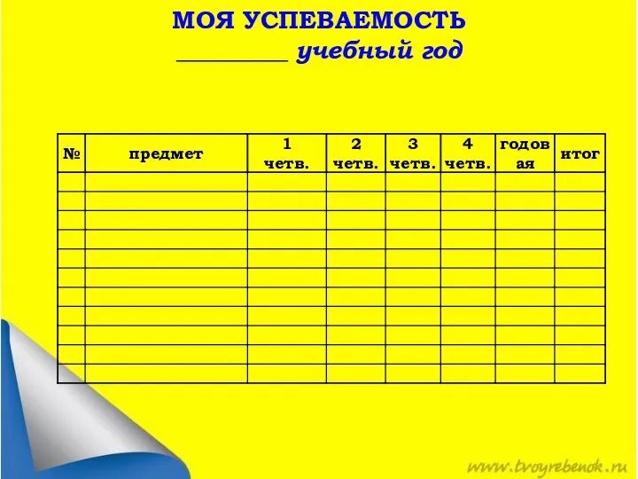 МОЯ УСПЕВАЕМОСТЬ _________ учебный год