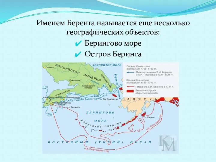 Именем Беренга называется еще несколько географических объектов: Берингово море Остров Беринга