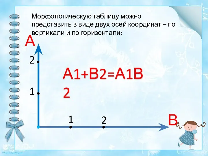 Морфологическую таблицу можно представить в виде двух осей координат – по вертикали