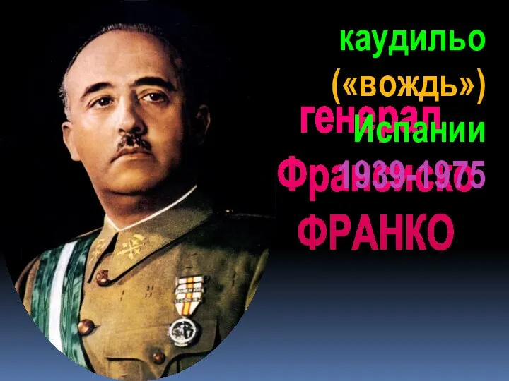 генерал Франсиско ФРАНКО каудильо («вождь») Испании 1939-1975