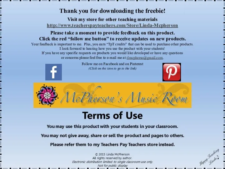 Thank you for downloading the freebie! Visit my store for other teaching