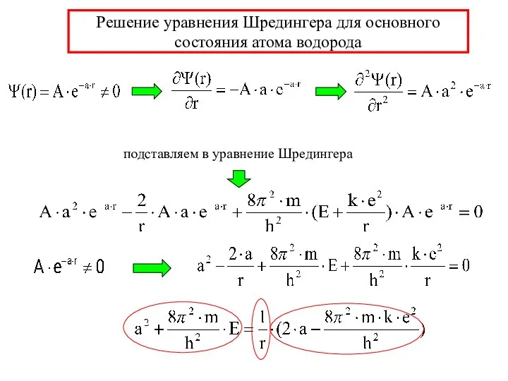 Решение уравнения Шредингера для основного состояния атома водорода