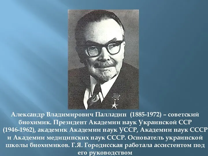 Александр Владимирович Палладин (1885-1972) – советский биохимик. Президент Академии наук Украинской ССР
