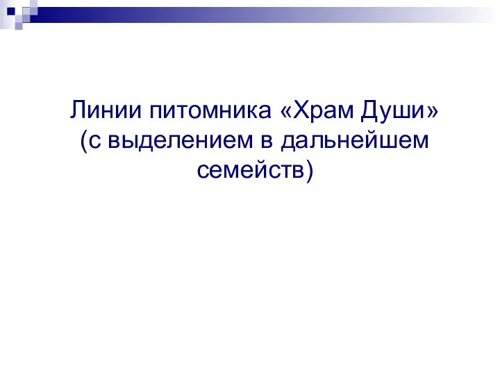 Линии питомника «Храм Души» (с выделением в дальнейшем семейств)