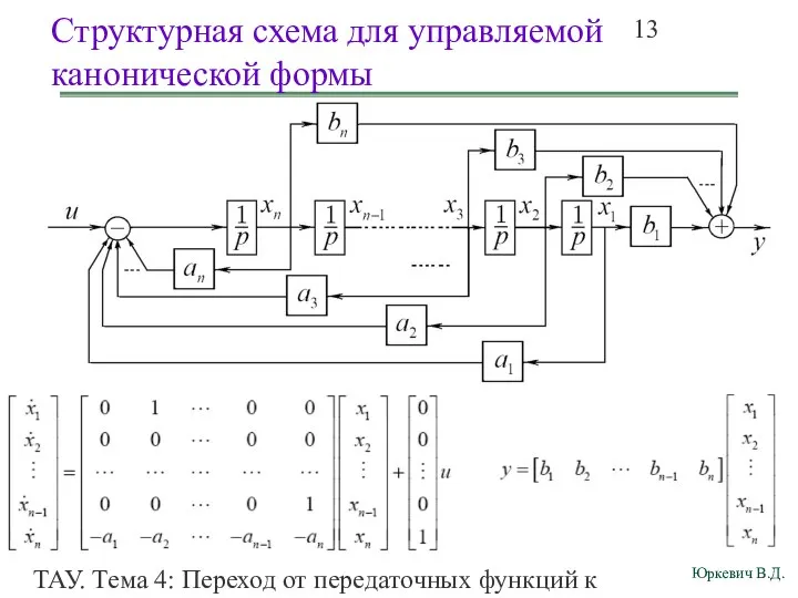 ТАУ. Тема 4: Переход от передаточных функций к дифференциальным уравнениям и структурным