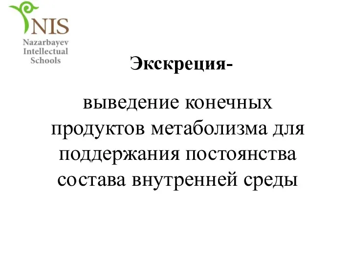 выведение конечных продуктов метаболизма для поддержания постоянства состава внутренней среды Экскреция-