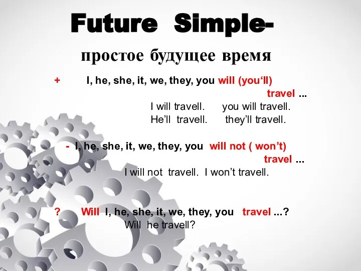 Future Simple- простое будущее время + I, he, she, it, we, they,