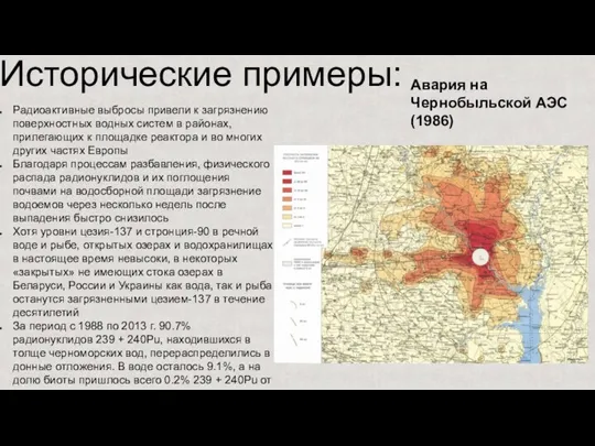 Авария на Чернобыльской АЭС (1986) Исторические примеры: Радиоактивные выбросы привели к загрязнению