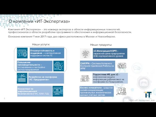 О компании «ИТ-Экспертиза» Компания «ИТ-Экспертиза» – это команда экспертов в области информационных