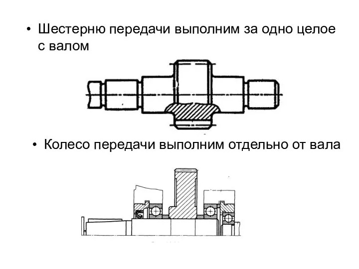 Шестерню передачи выполним за одно целое с валом Колесо передачи выполним отдельно от вала
