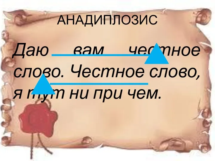 АНАДИПЛОЗИС Даю вам честное слово. Честное слово, я тут ни при чем.