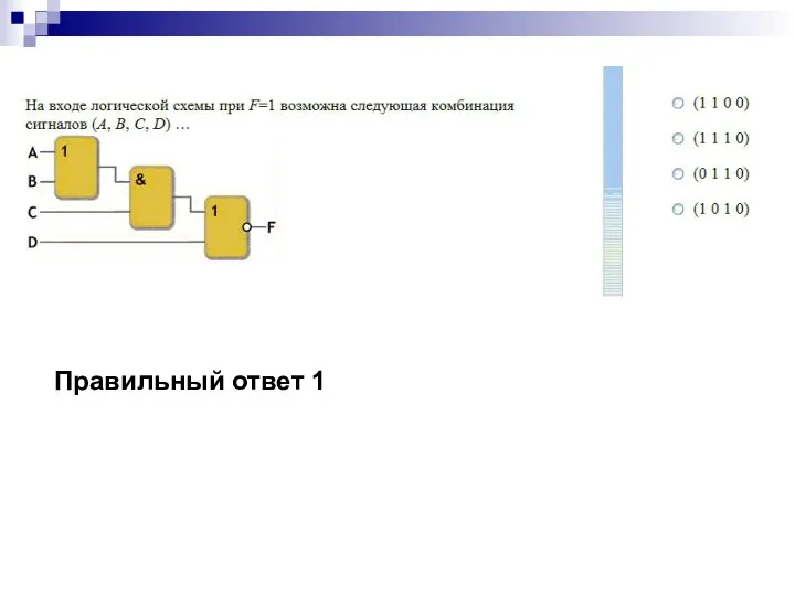 Правильный ответ 1