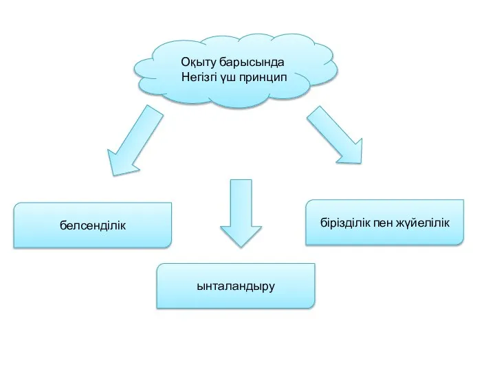 Оқыту барысында Негізгі үш принцип белсенділік ынталандыру бірізділік пен жүйелілік