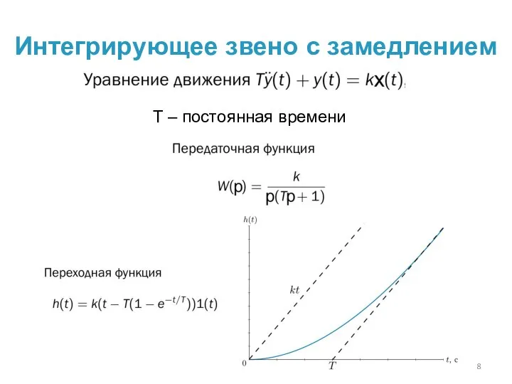 Интегрирующее звено с замедлением Т – постоянная времени