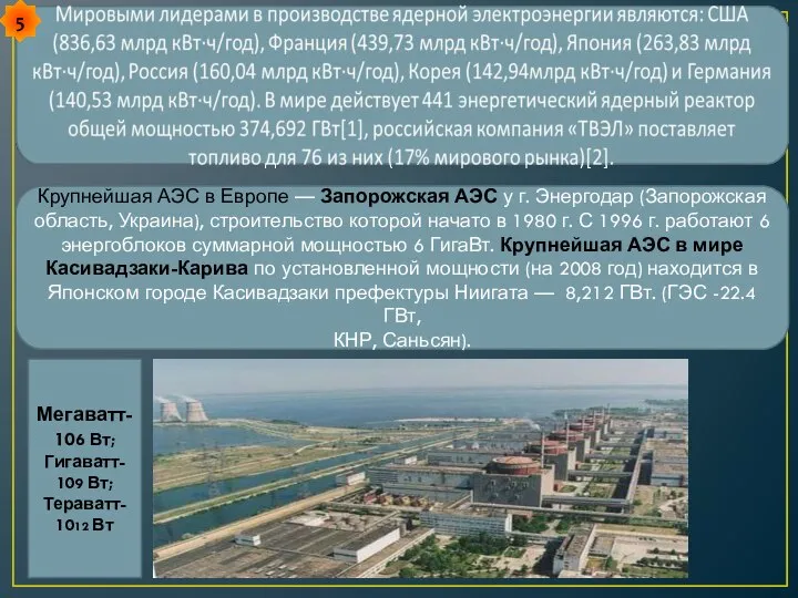 Крупнейшая АЭС в Европе — Запорожская АЭС у г. Энергодар (Запорожская область,