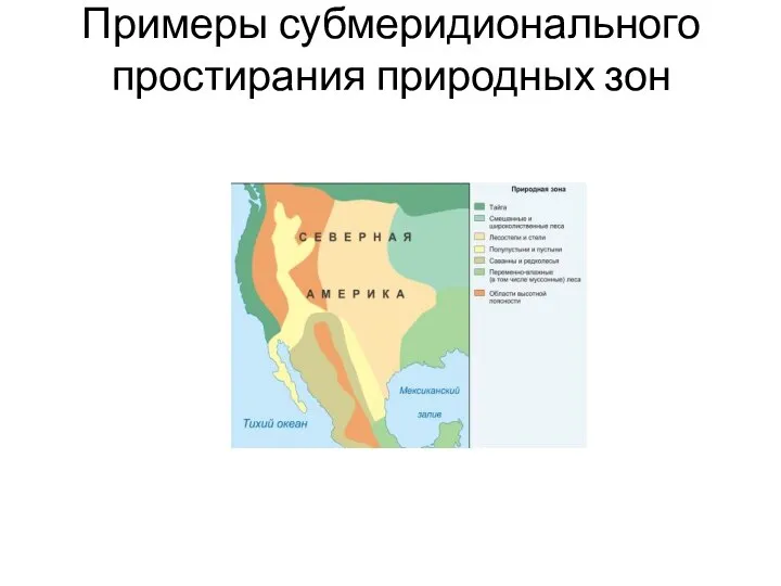 Примеры субмеридионального простирания природных зон