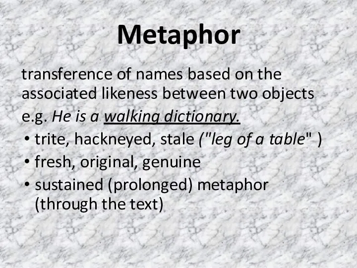 Metaphor transference of names based on the associated likeness between two objects