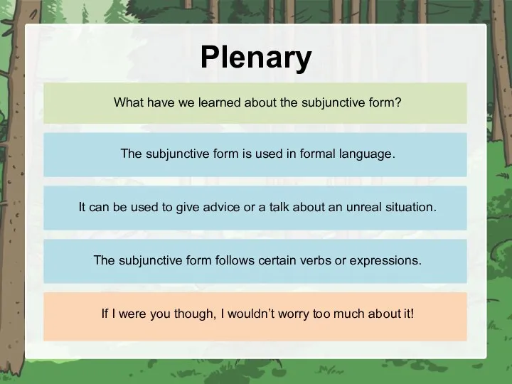 Plenary What have we learned about the subjunctive form?