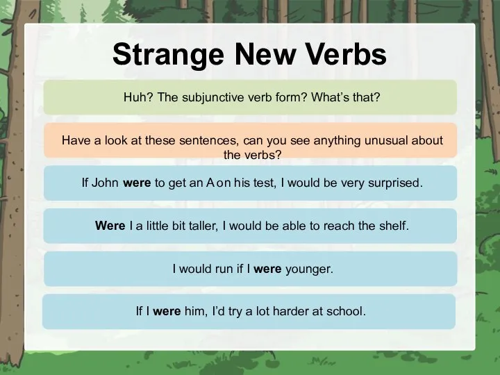 Strange New Verbs Huh? The subjunctive verb form? What’s that?