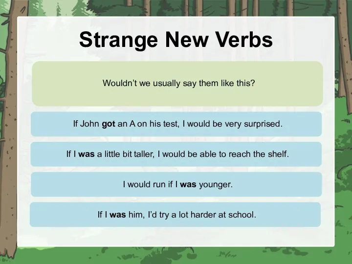 Strange New Verbs Wouldn’t we usually say them like this?