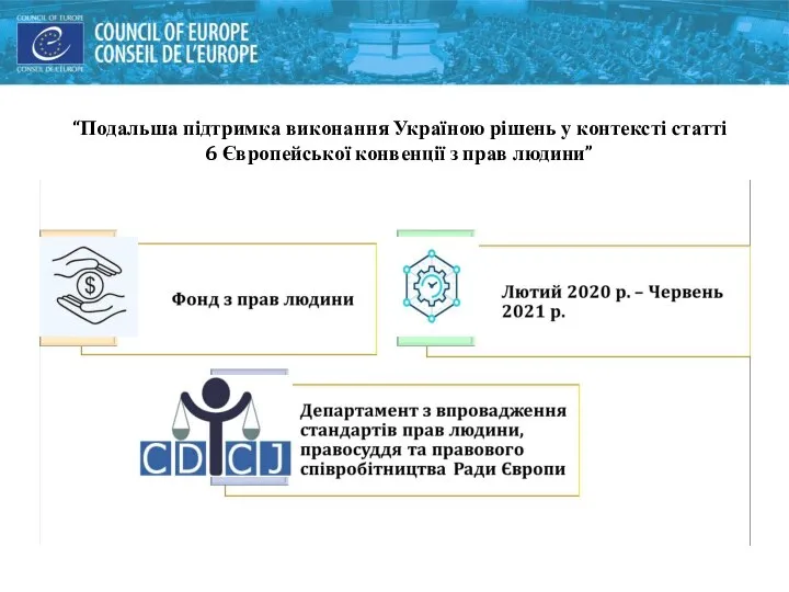 “Подальша підтримка виконання Україною рішень у контексті статті 6 Європейської конвенції з прав людини”