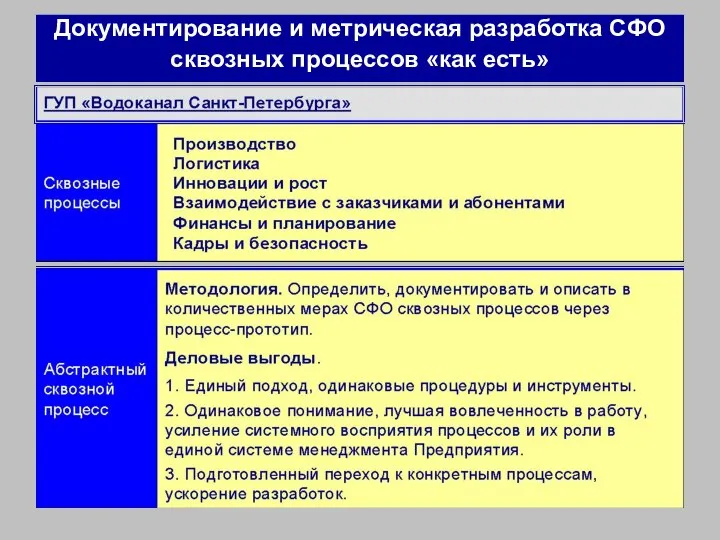 Документирование и метрическая разработка СФО сквозных процессов «как есть»