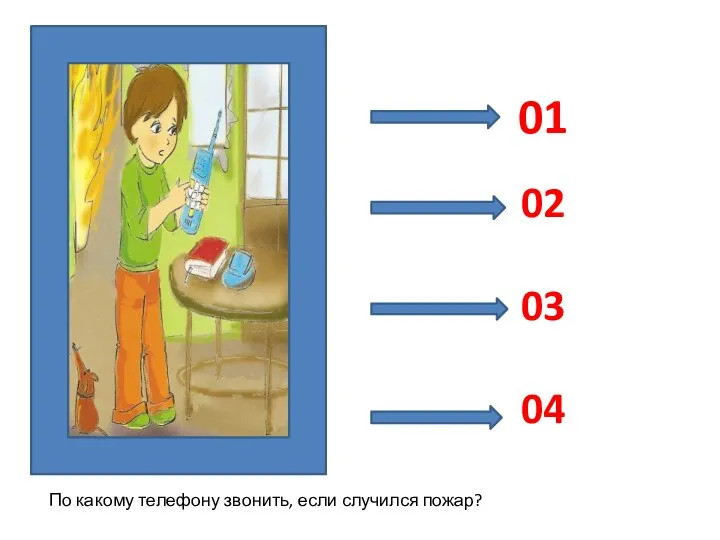 01 02 03 04 По какому телефону звонить, если случился пожар?
