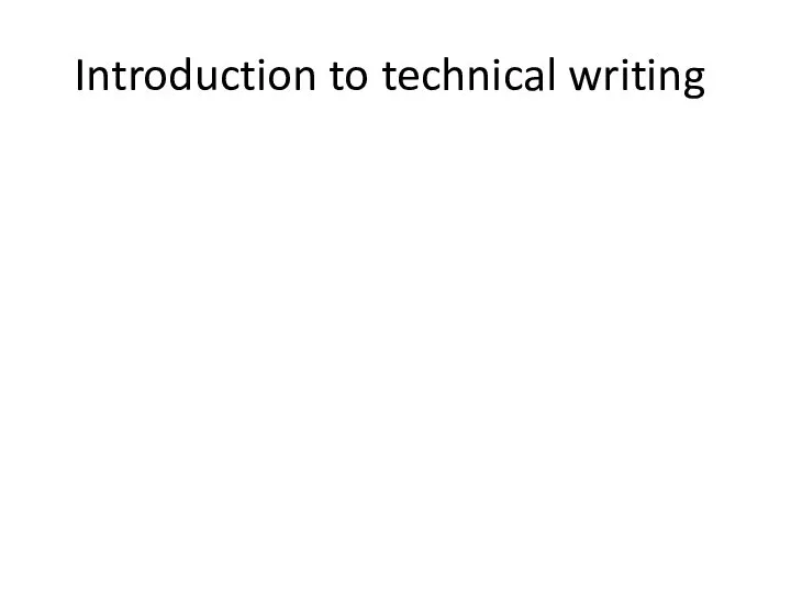Introduction to technical writing