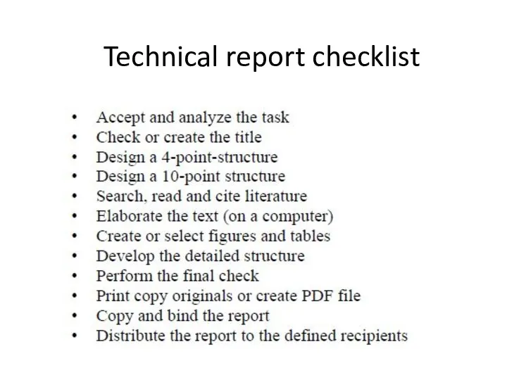 Technical report checklist