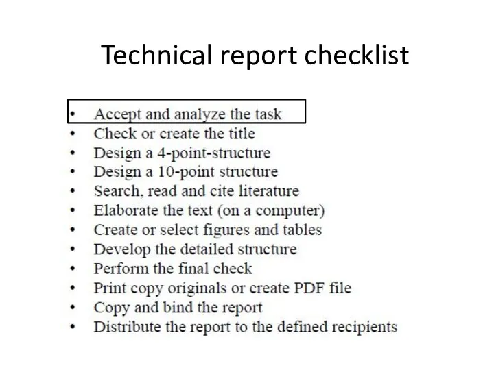 Technical report checklist