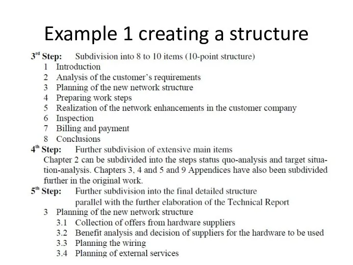 Example 1 creating a structure