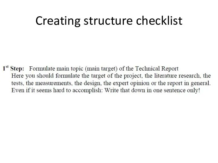 Creating structure checklist