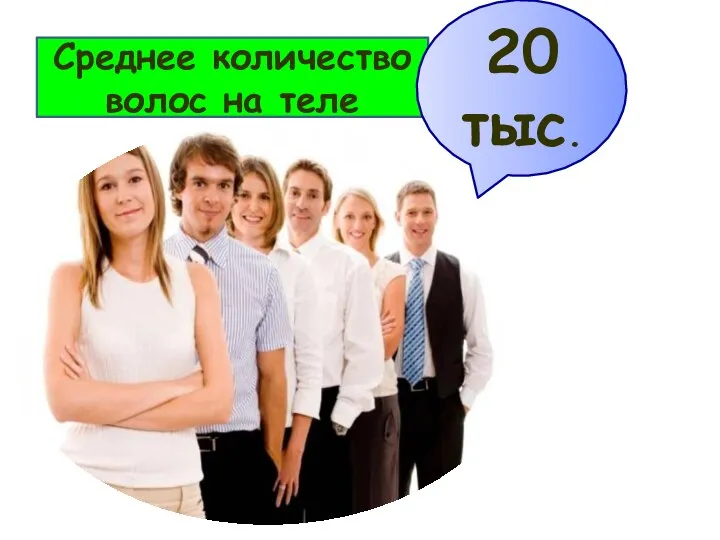 Среднее количество волос на теле 20 тыс.