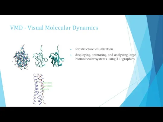 VMD - Visual Molecular Dynamics for structure visualization displaying, animating, and analyzing