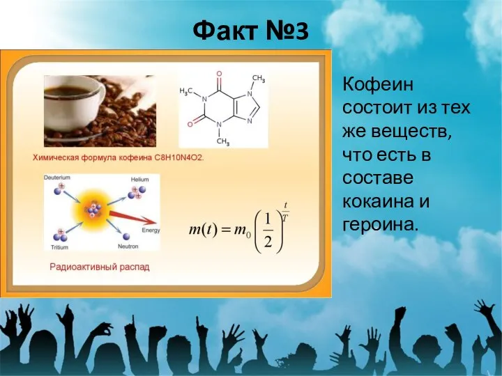 Факт №3 Кофеин состоит из тех же веществ, что есть в составе кокаина и героина.