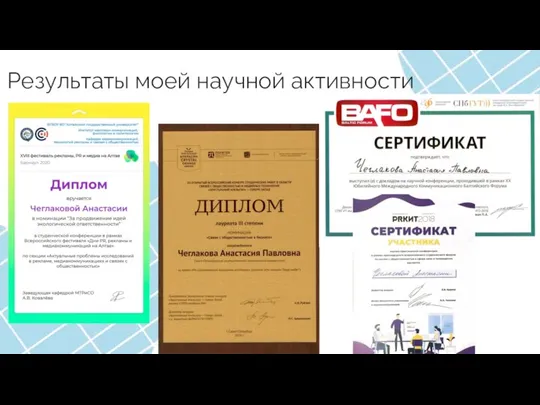 Результаты моей научной активности