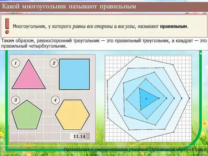 Какой многоугольник называют правильным Организация и самоорганизация учащихся. Организация обратной связи