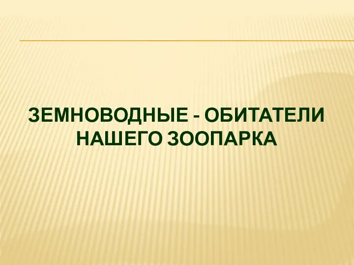 ЗЕМНОВОДНЫЕ - ОБИТАТЕЛИ НАШЕГО ЗООПАРКА