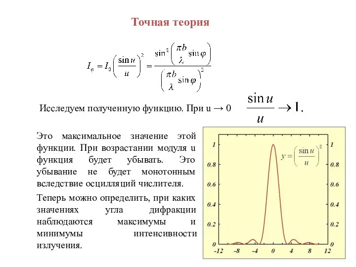 Исследуем полученную функцию. При u → 0 Это максимальное значение этой функции.